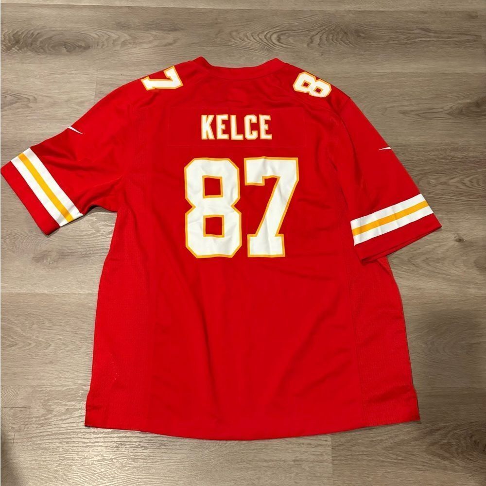 NFL Travis Kelce #87 Red and White Jersey